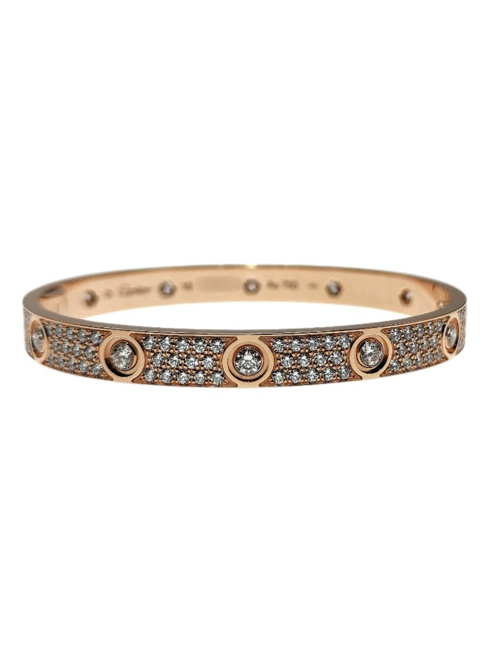 Cartier Love 10 Diamond Pave Bracelet New Model 18K Rose Gold Size 16